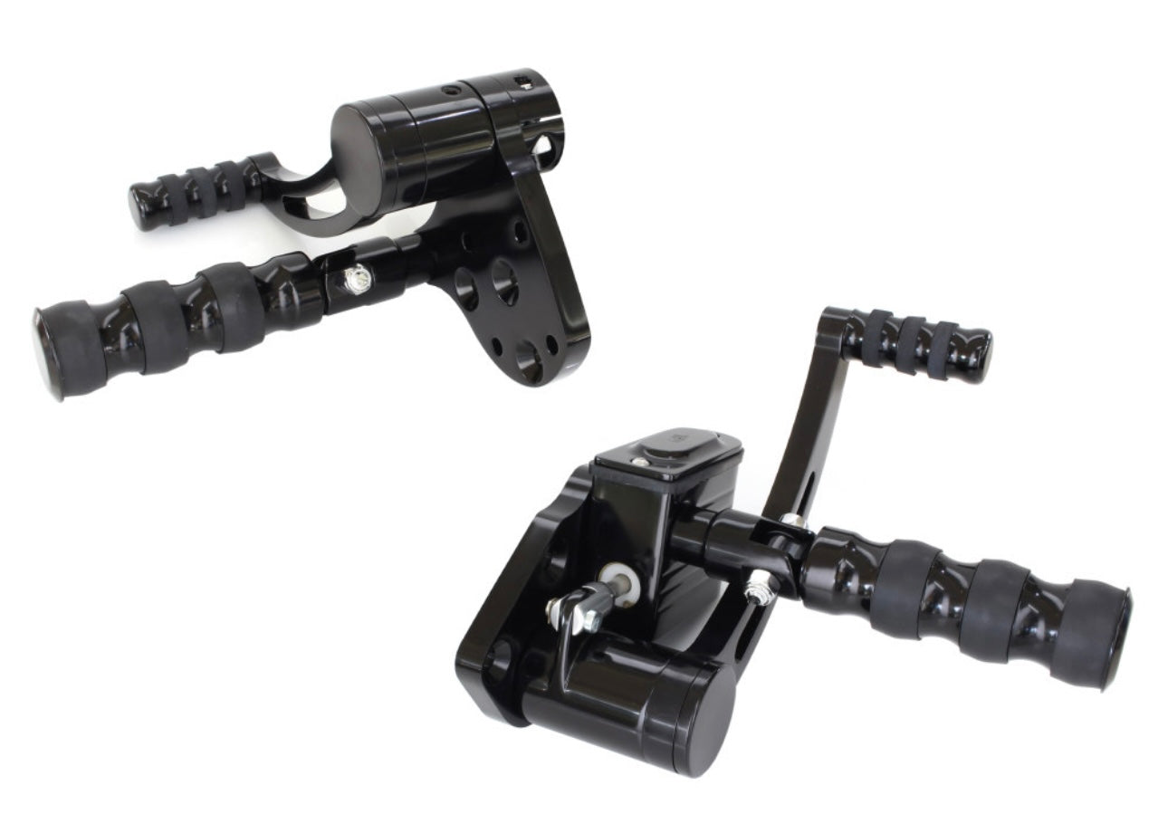 Standard Length Forward Controls – Black. Fits Softail 1984-1999 & 4Spd Big Twins 1936-1986 – Belt Drives Ltd