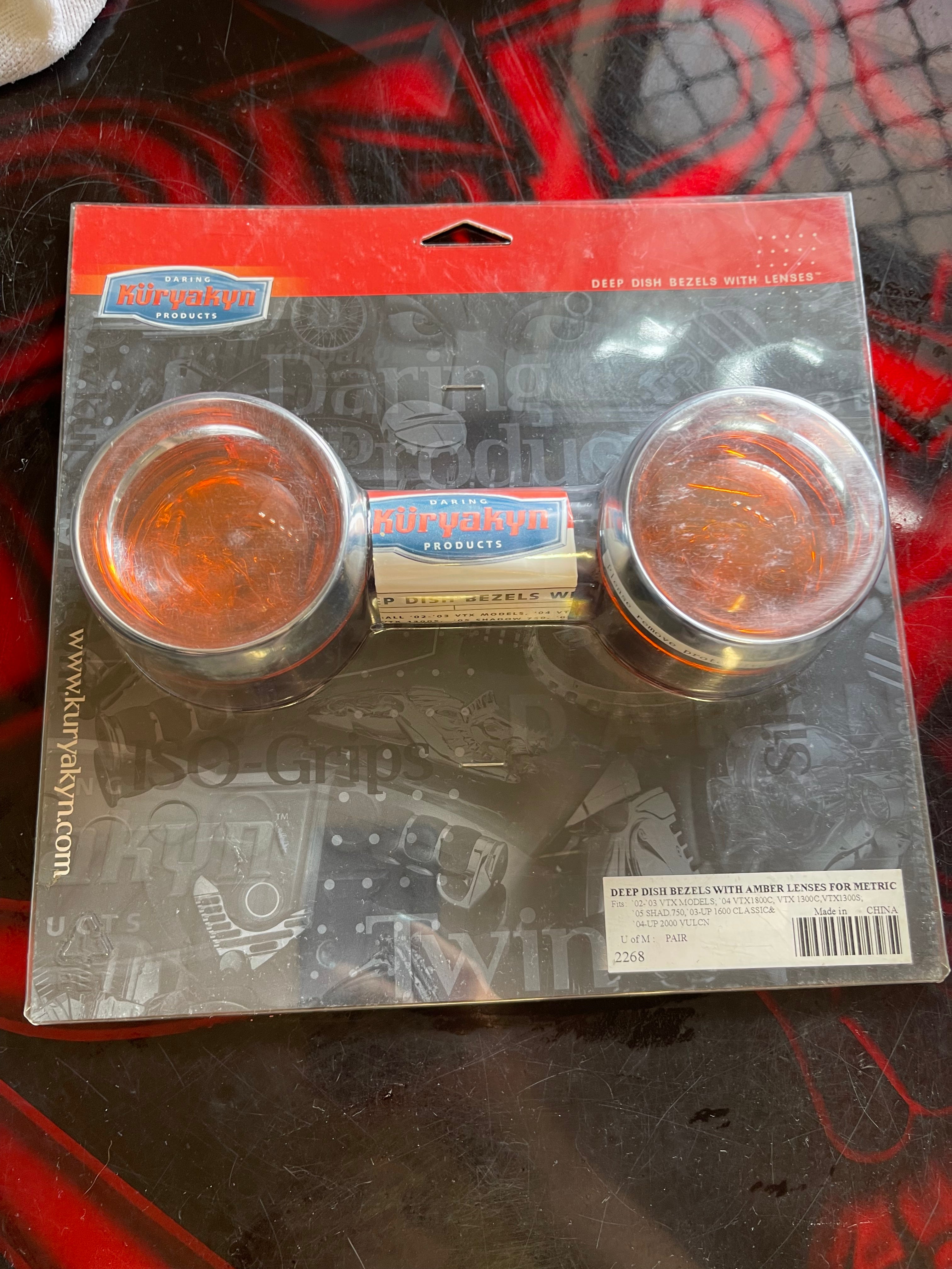 KURYAKYN 2268 DEEP DISH BEZELS WITH AMBER LENSES FOR METRIC