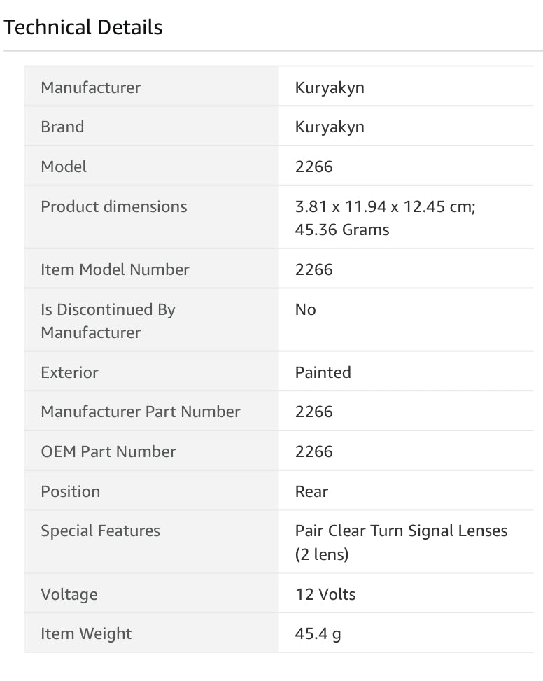 Kuryakyn 2266 Clear Replacement Turn Signal Lens