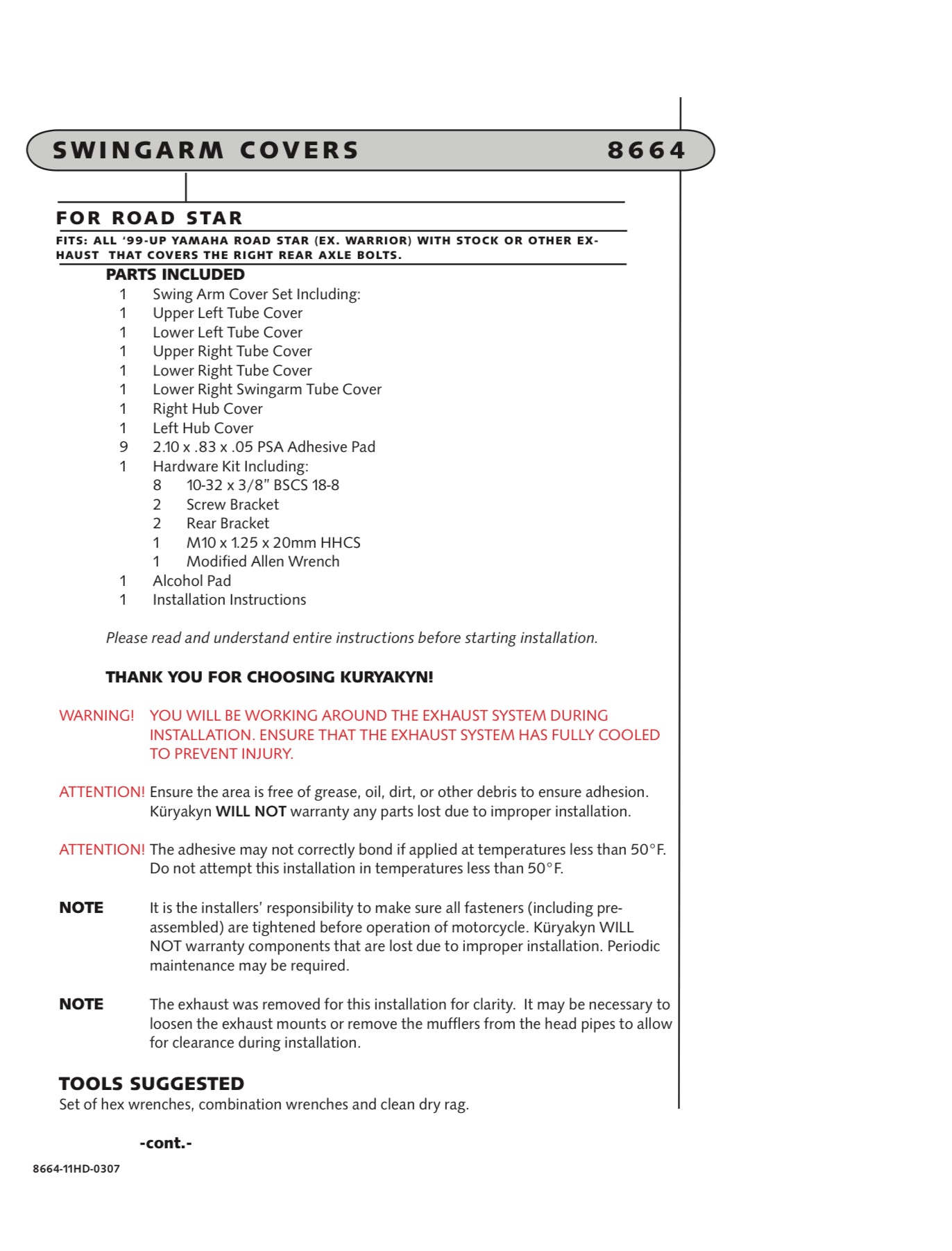 K8664 swing arm covers for roadstar