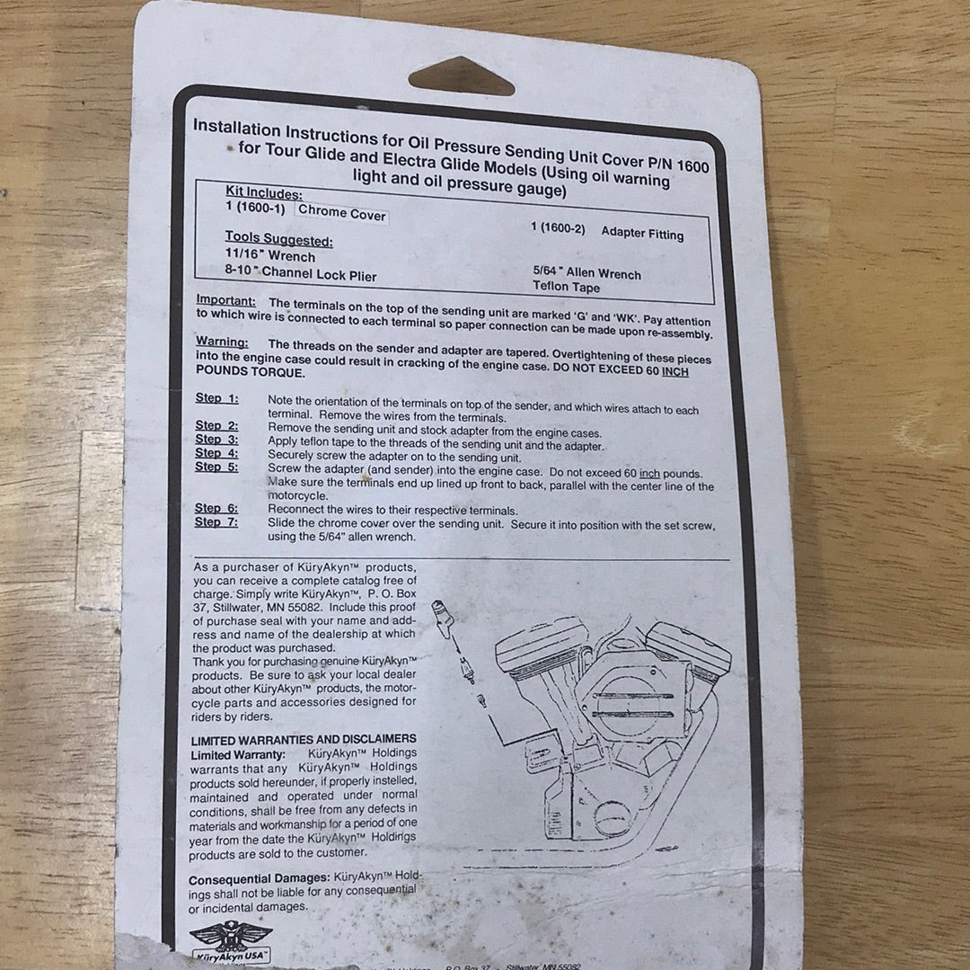 Kuryakyn 1600 oil pressure sender cover