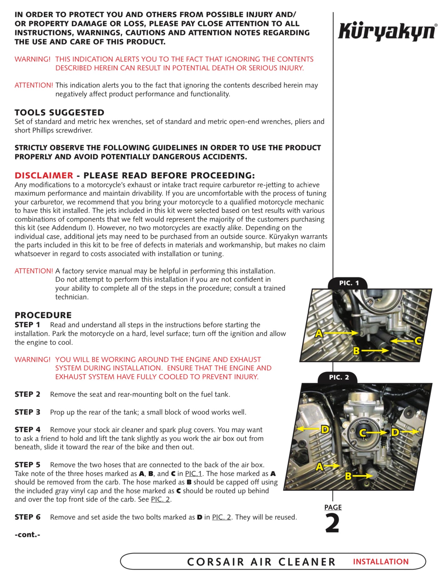 K9866 kuryakyn corsair air cleaner vtx1300