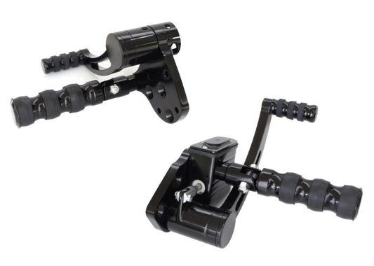 Standard Length Forward Controls – Black. Fits Softail 1984-1999 & 4Spd Big Twins 1936-1986 – Belt Drives Ltd
