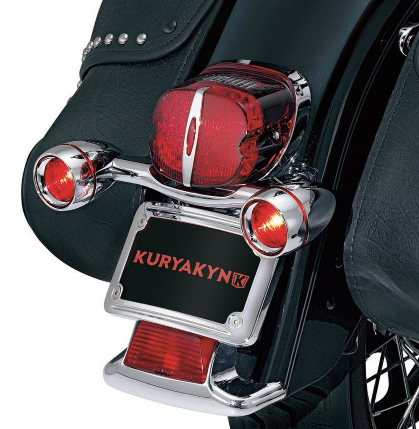 Kuryakyn K2098 Rear Bullet Turn Signal Bar w/Red Lens Chrome KURYAKYN